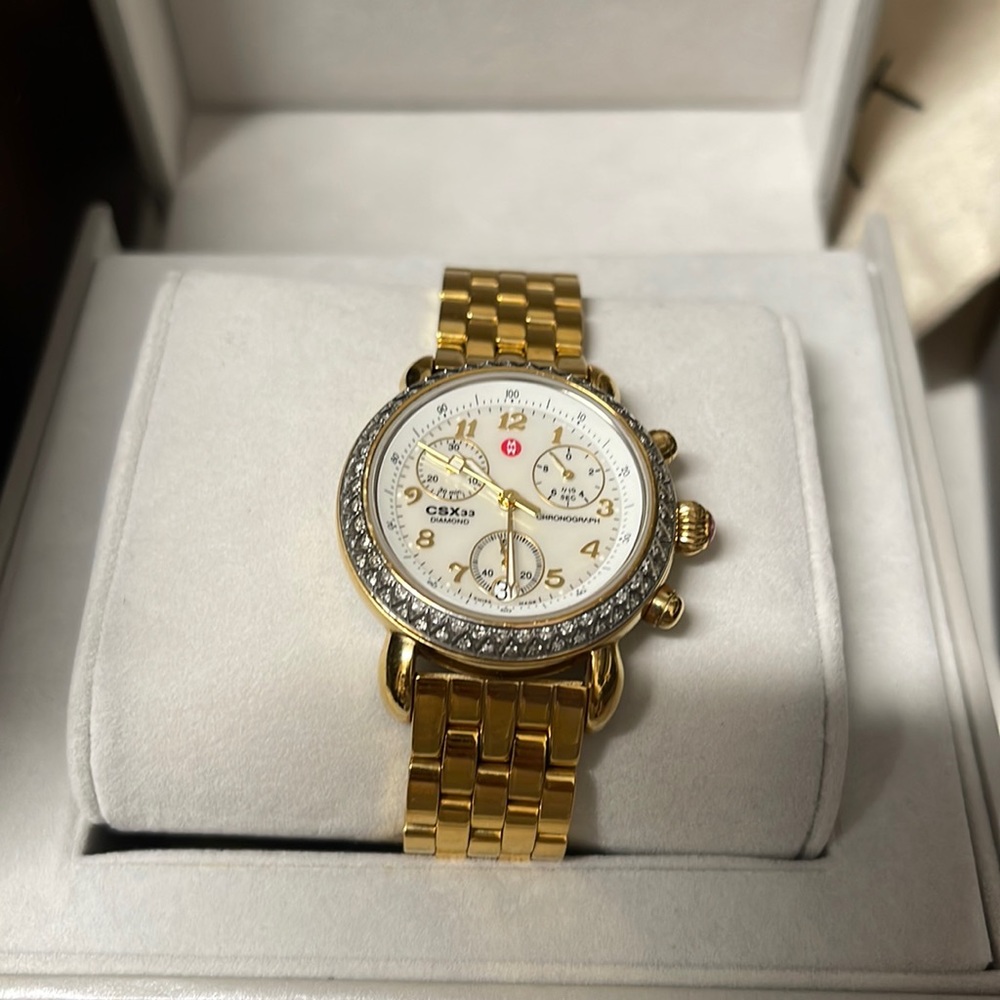 Authentic Michele Gold and Diamond Watch